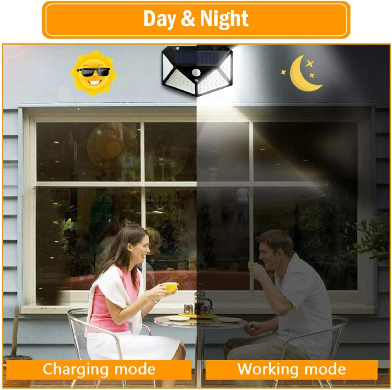 Solar Lights Outdoor 6 Pack, 100LED/3 Modes 270° Lighting Angle Motion Sensor Security Lights Wall Lights Solar Powered Bright for Backyard Garden Fence Patio Front Door