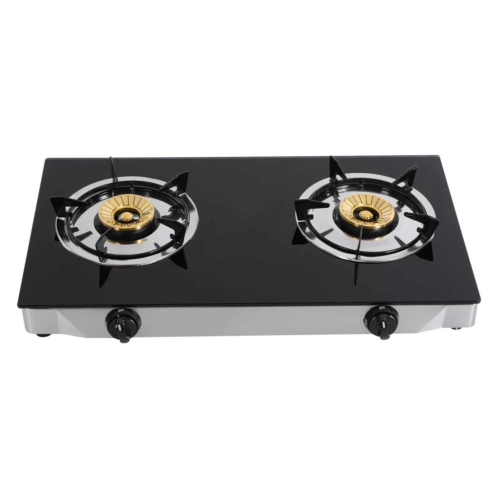 Modern 2 Burners Portable Gas Stove 3.5KW LPG Tempered Glass Countertop Gas Cooker Piezoelectric Ignition 65% Thermal Efficiency