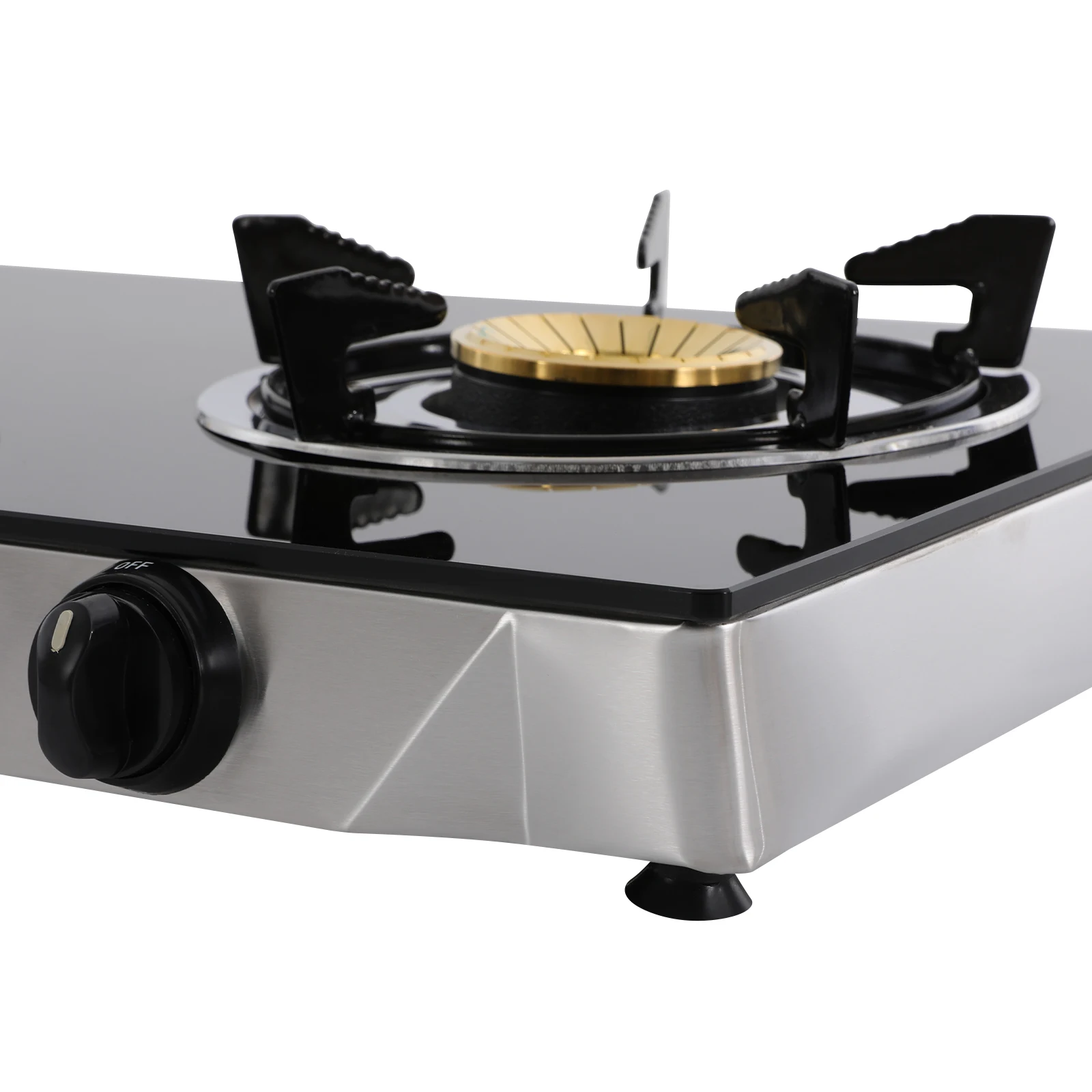 Modern 2 Burners Portable Gas Stove 3.5KW LPG Tempered Glass Countertop Gas Cooker Piezoelectric Ignition 65% Thermal Efficiency