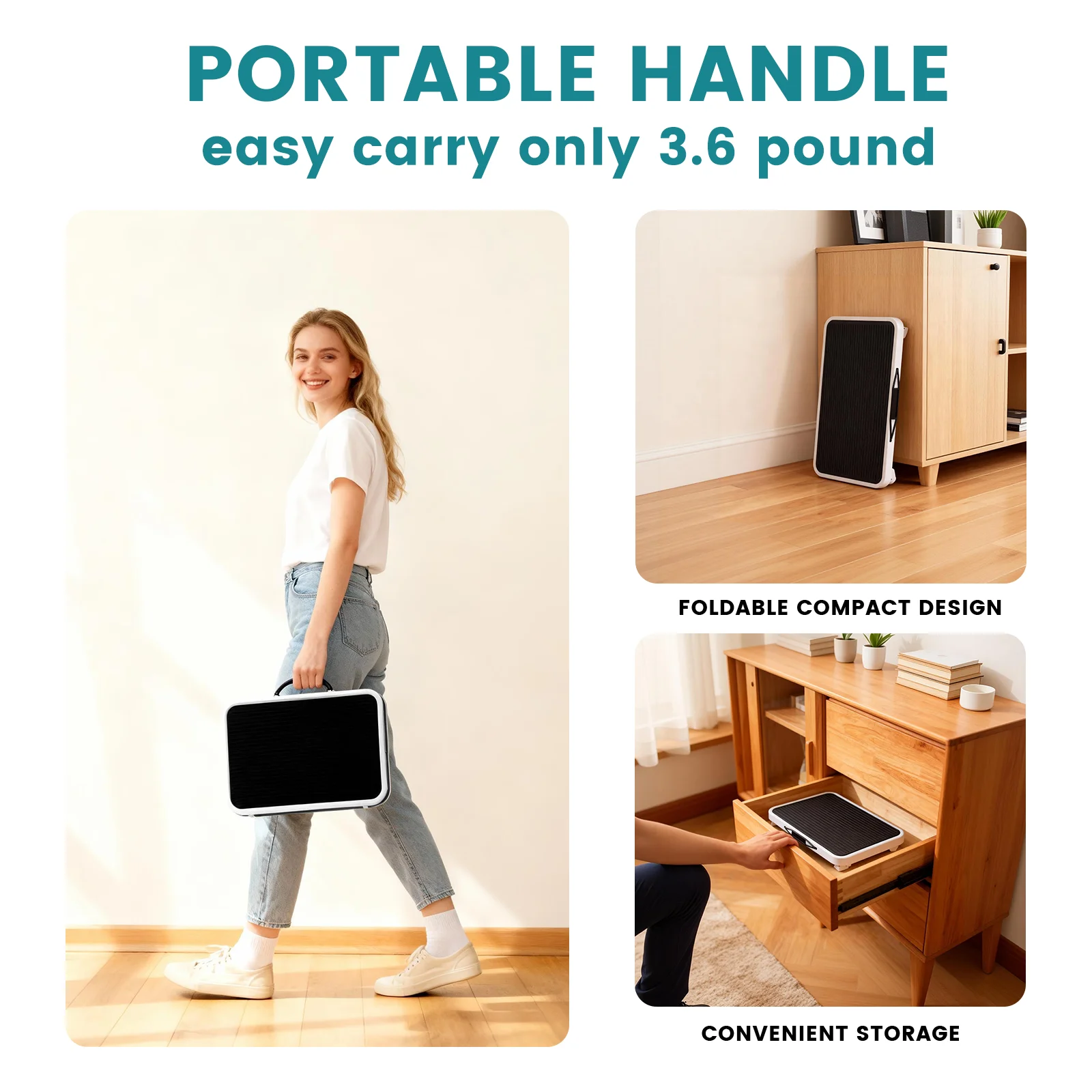 JHK Foldable 1-Step Ladder with Carrying Handle Non-Slip Platform Rubber Feet 330lbs Capacity Sturdy Metal for Kitchen Home