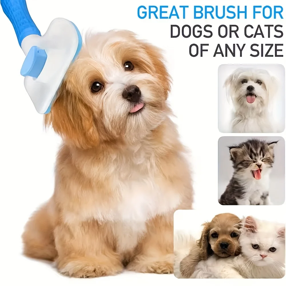 1pc Gentle Dog & Cat Grooming Brush - 1-Touch Detangling/3-Minute Deshedding, Ergonomic Handle, , Easy Clean,Pet Products