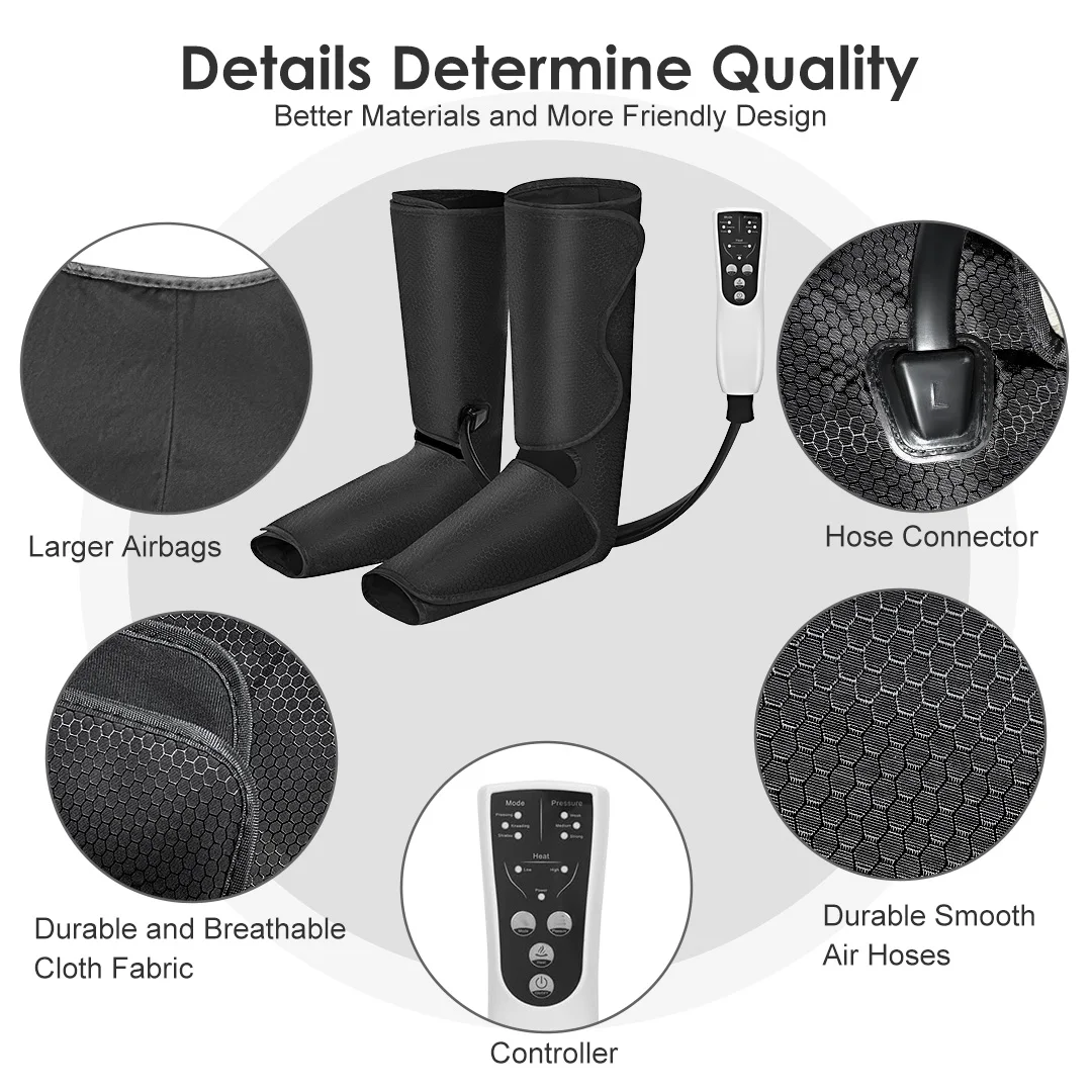 SEJOY Leg Air Compression Massager for Foot Heat,Air Compression Calf Massage & Thigh Massage,Handheld Controller 3 Modes