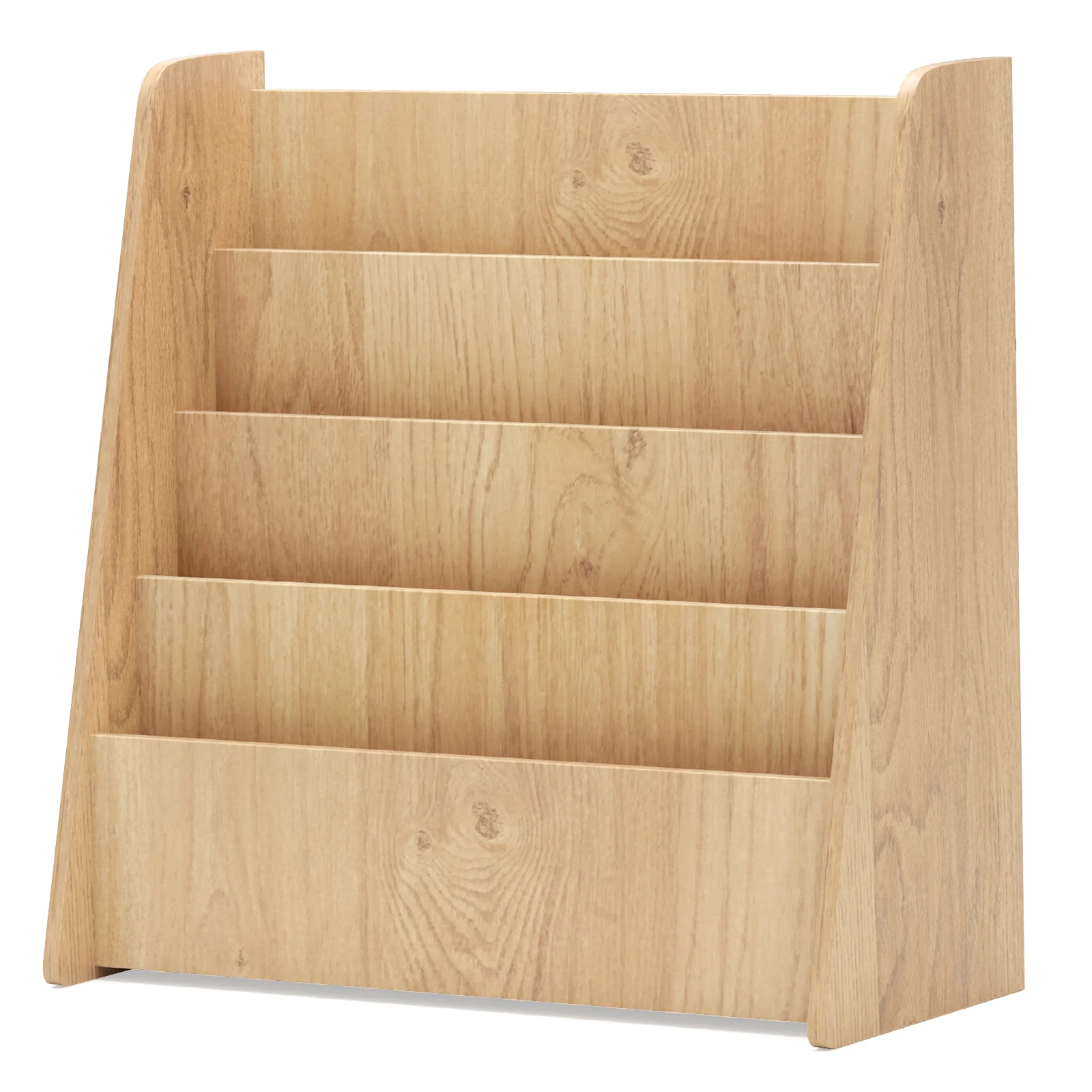 4-tier Kids Wooden Bookshelf Toddlers Book Rack w/ Deep Shelves Natural