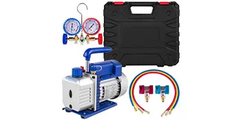 SucceBuy 3CFM 1/4HP Single Stage Air Vacuum Pump HVAC R134a R12 R22 R410a A/C Refrigeration Kit AC Manifold Gauge R134 Can Tap