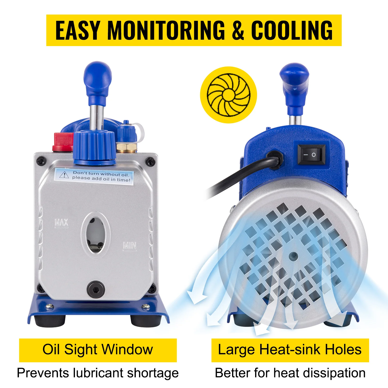 SucceBuy 3CFM 1/4HP Single Stage Air Vacuum Pump HVAC R134a R12 R22 R410a A/C Refrigeration Kit AC Manifold Gauge R134 Can Tap