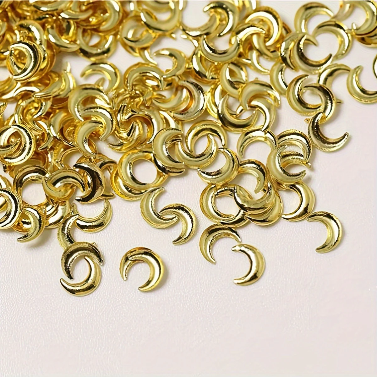 12-Grid Box of 3D Golden Nail Art Decorations - Metallic Star, Moon, Heart, Triangle, Square Nai