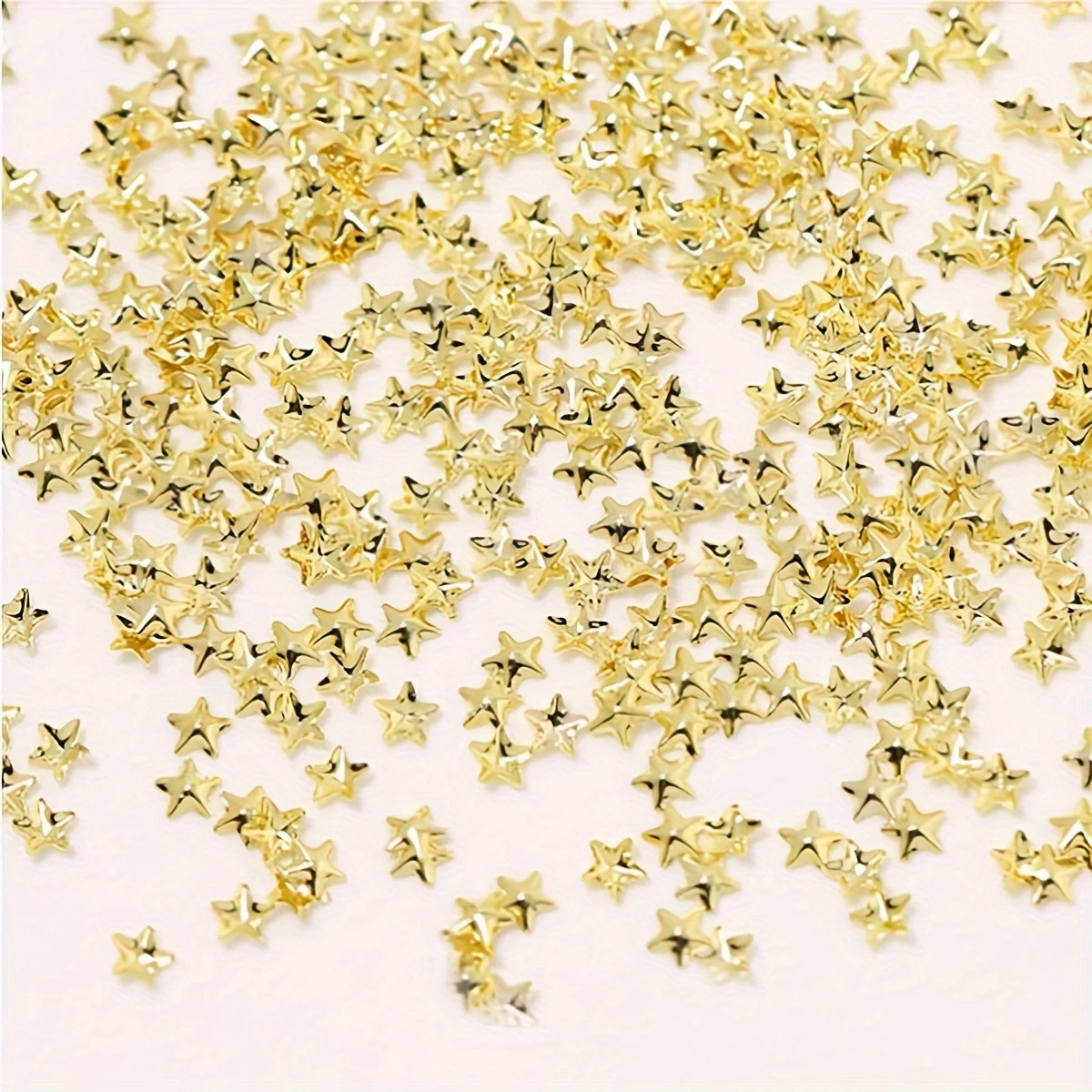 12-Grid Box of 3D Golden Nail Art Decorations - Metallic Star, Moon, Heart, Triangle, Square Nai