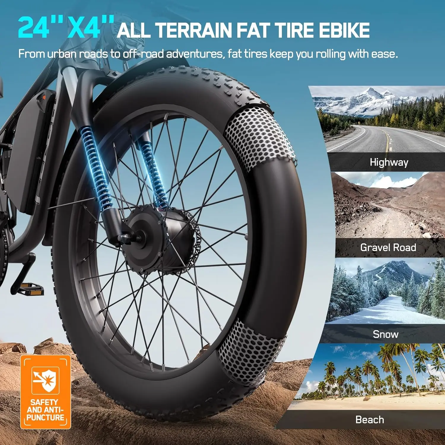 FENGQS Q8 PLUS 6000W 5000W Dual Motor Mountain Electric Vehicle 60V1200WH Large Battery, 100 Kilometer Range, Hydraulic Disc Brake with Turn Signal, Electric Bicycles, Commuting, Boys, Fat Tires, Detachable Batteries. Full Shockingproof Frame