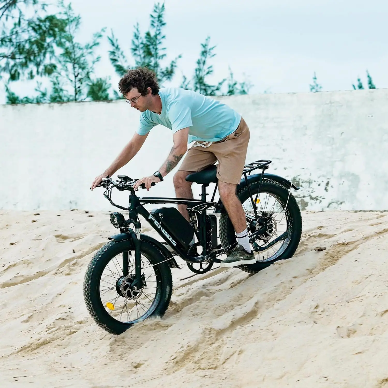 FENGQS Q8 PLUS 6000W 5000W Dual Motor Mountain Electric Vehicle 60V1200WH Large Battery, 100 Kilometer Range, Hydraulic Disc Brake with Turn Signal, Electric Bicycles, Commuting, Boys, Fat Tires, Detachable Batteries. Full Shockingproof Frame