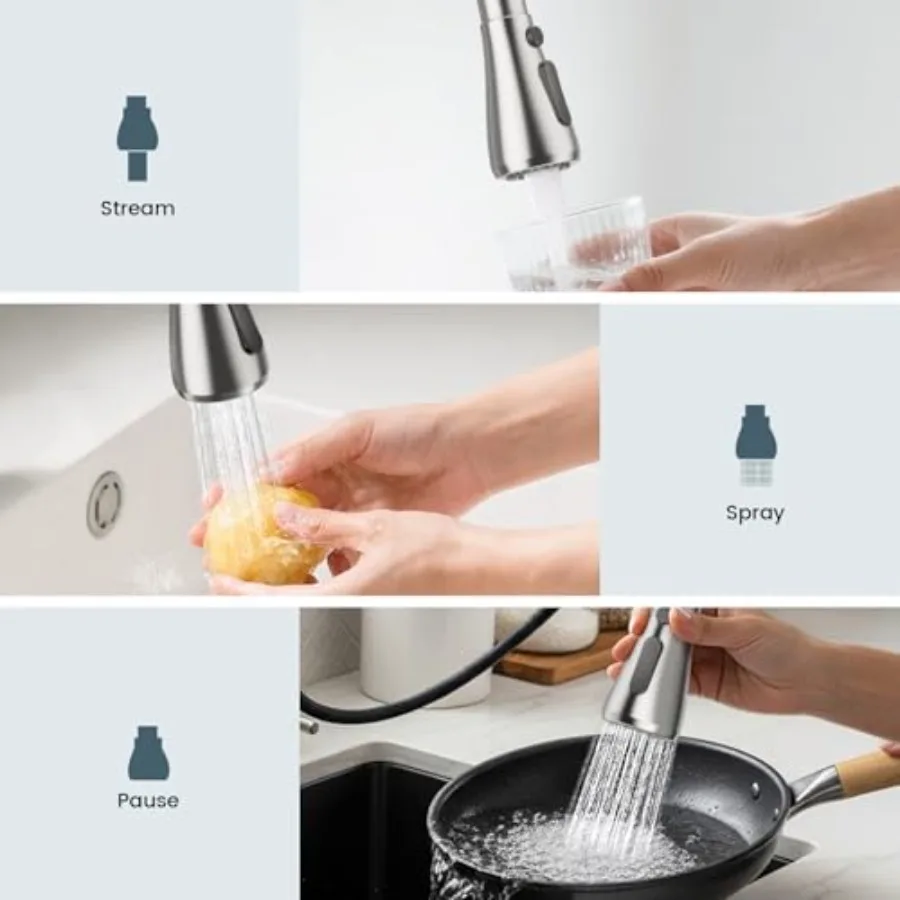 High Arc Stainless Steel Single Handle Kitchen Faucet with Pull Down Sprayer for Farmhouse Sink Laundry Room Camper RV Bar 1 or