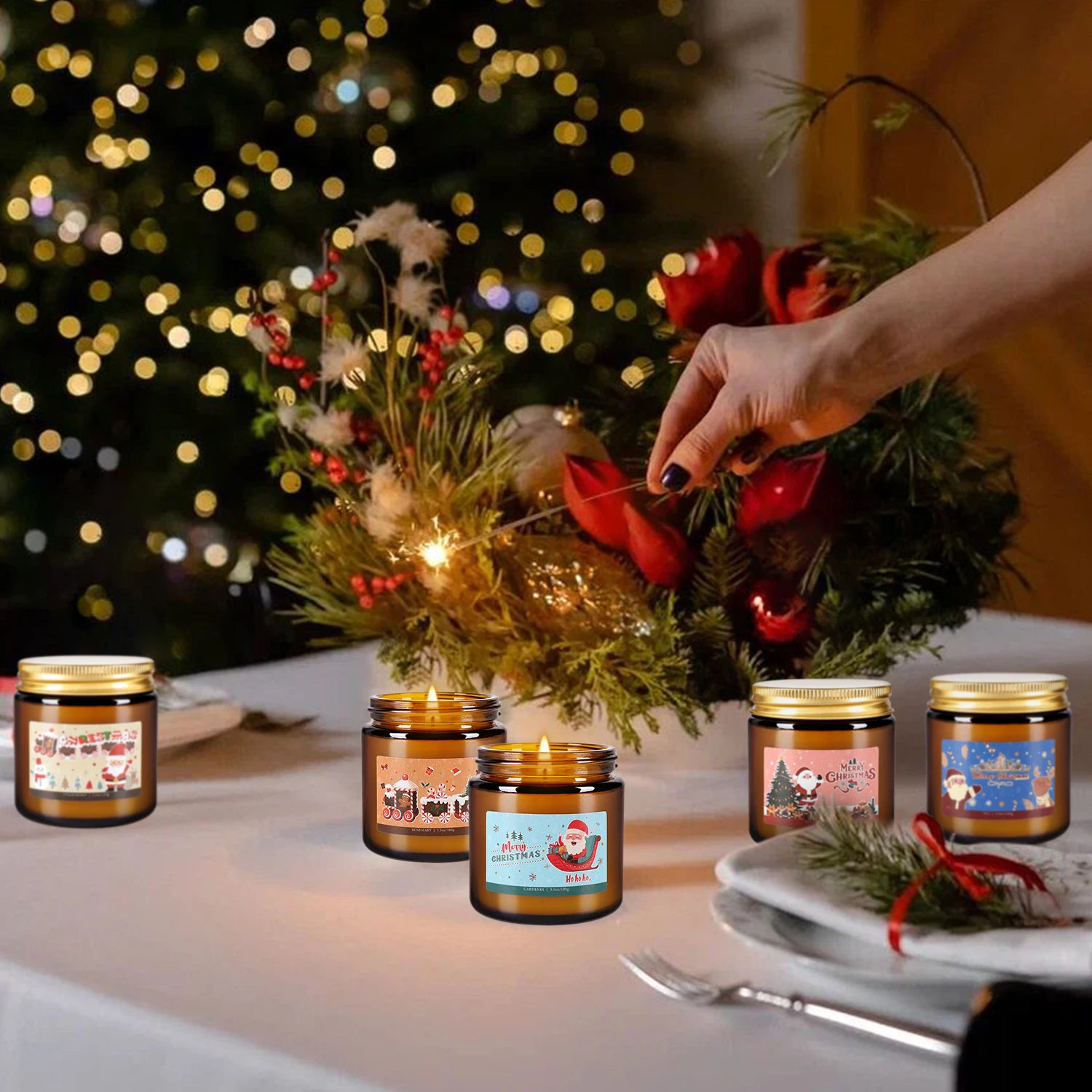 12-Pack Christmas-Themed Apothecary Bottle Scented Candles for Home Decor And Atmosphere Relaxation