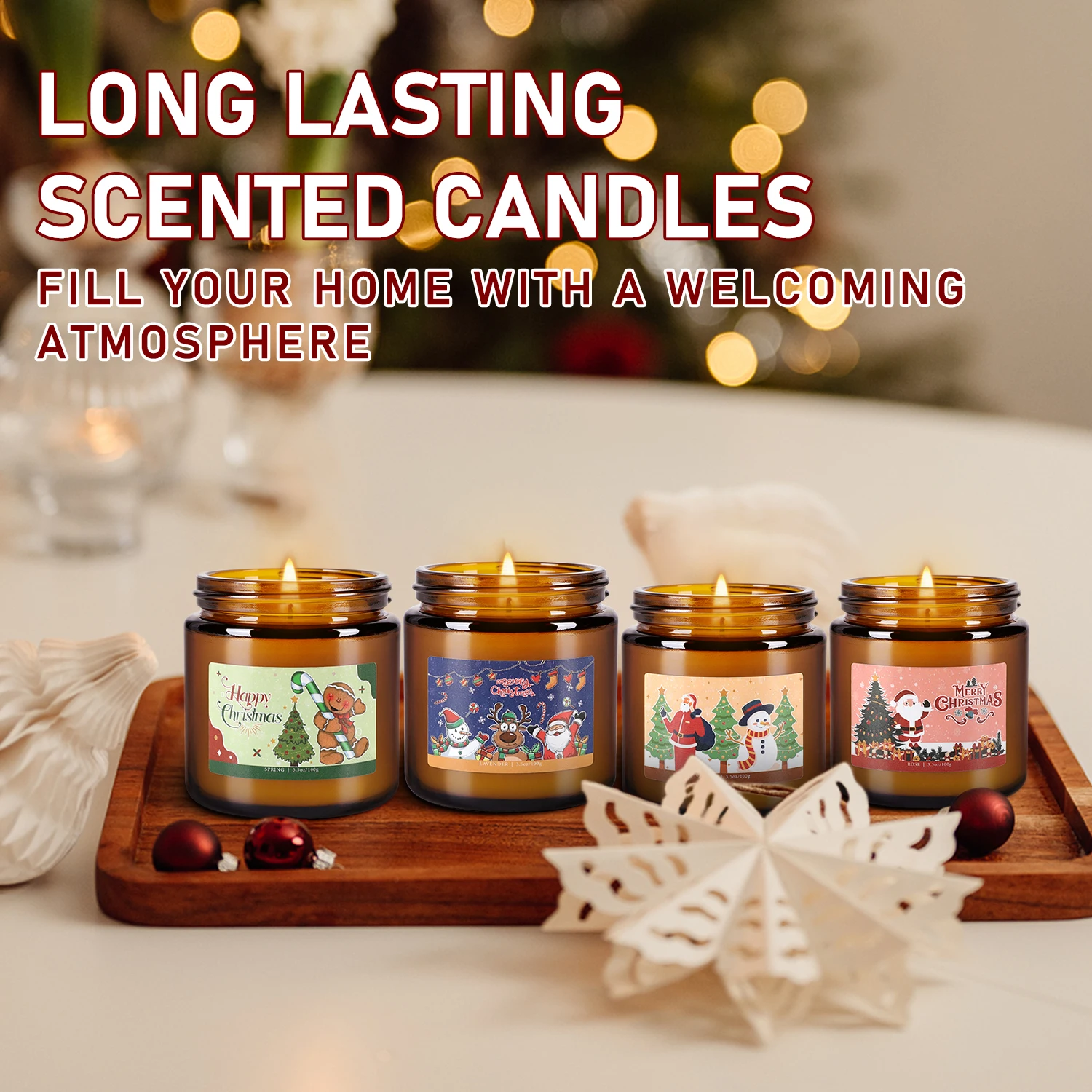 12-Pack Christmas-Themed Apothecary Bottle Scented Candles for Home Decor And Atmosphere Relaxation