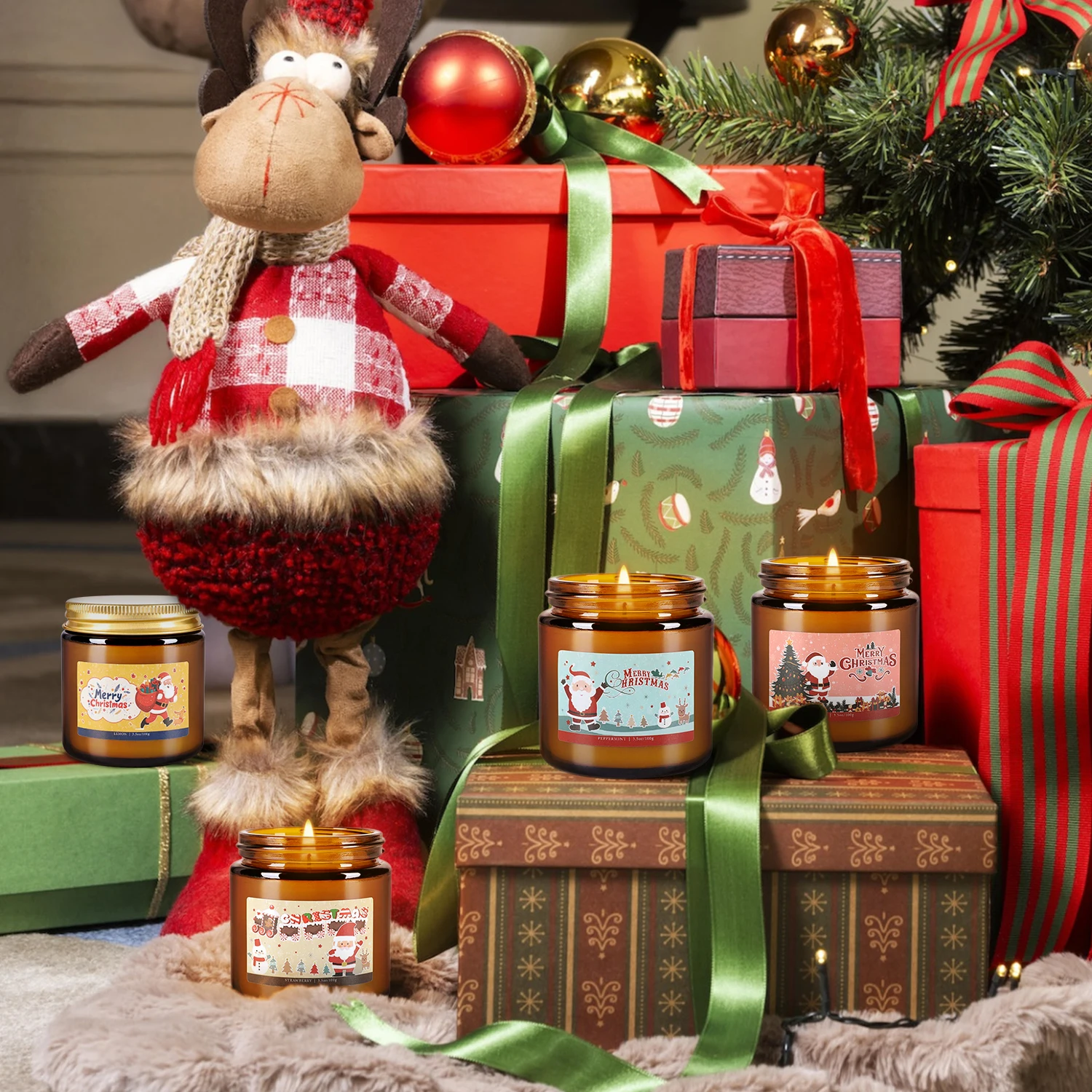 12-Pack Christmas-Themed Apothecary Bottle Scented Candles for Home Decor And Atmosphere Relaxation