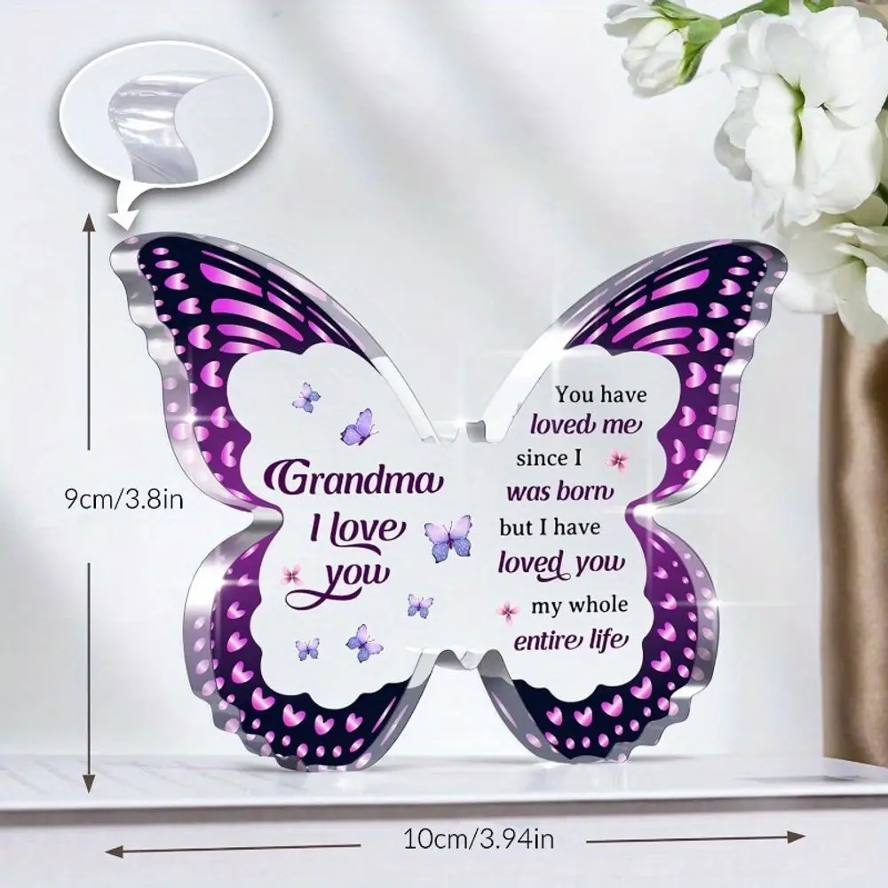 Butterfly Acrylic Plaque for Grandma – Gift from Grandchildren for Birthday, Mother’s Day & Christmas