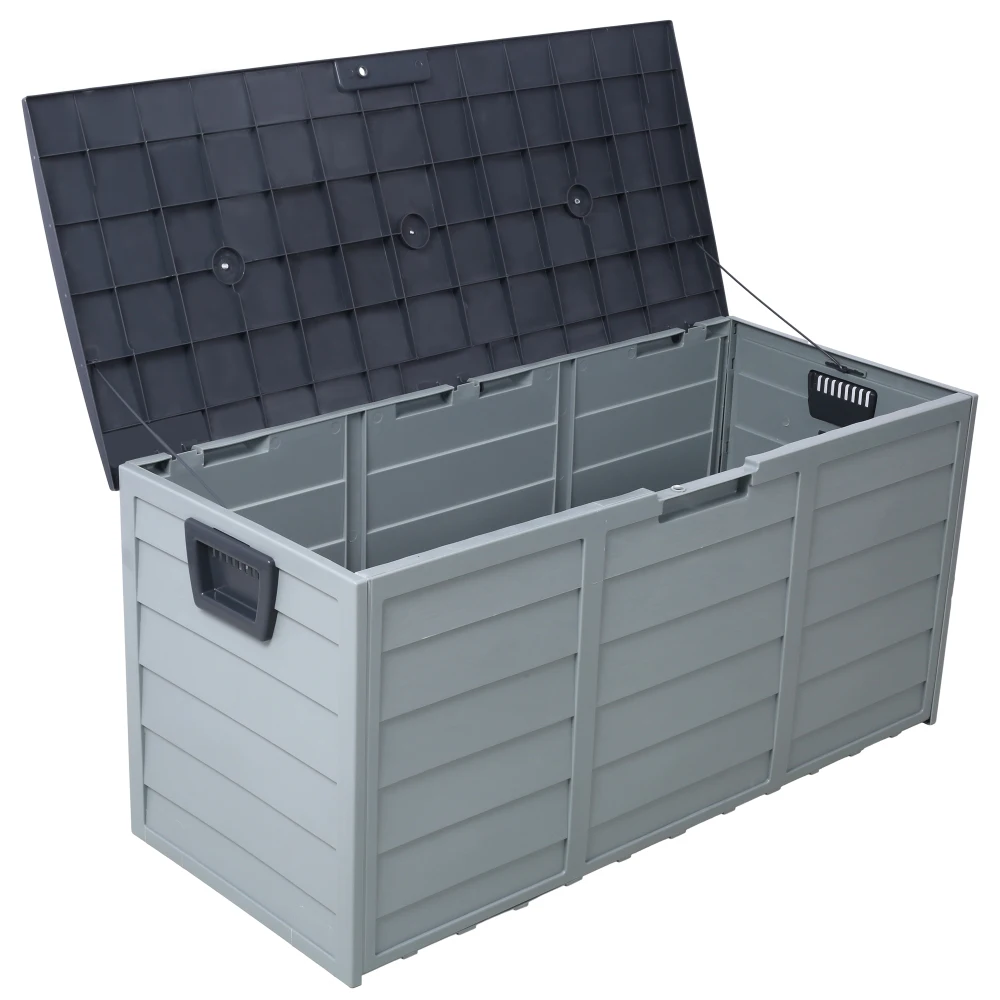 All Weather UV Resin 75 Gallon Outdoor Deck Box with Wheel Patio Backyard Storage Bin for Cushions Garden Tools Pool Toys