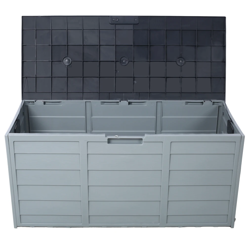 All Weather UV Resin 75 Gallon Outdoor Deck Box with Wheel Patio Backyard Storage Bin for Cushions Garden Tools Pool Toys