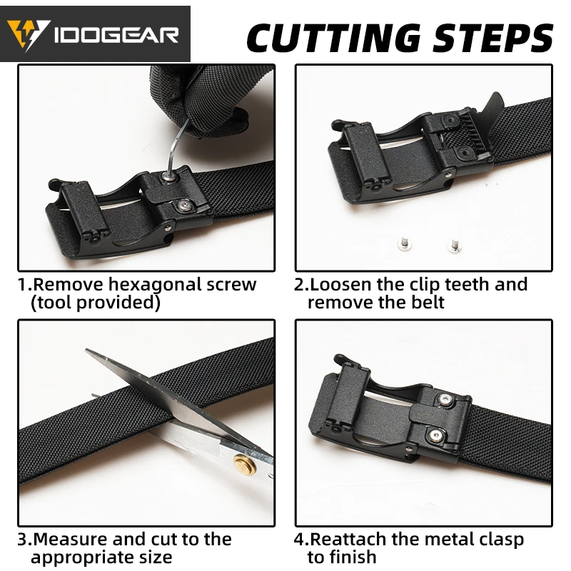 IDOGEAR Tactical Ratchet Belt 1.25” EDC Gun Belt Heavy-Duty Nylon CCW Belts with Quick-Adjust Buckle for IWB/OWB/AIWB Carry 3443