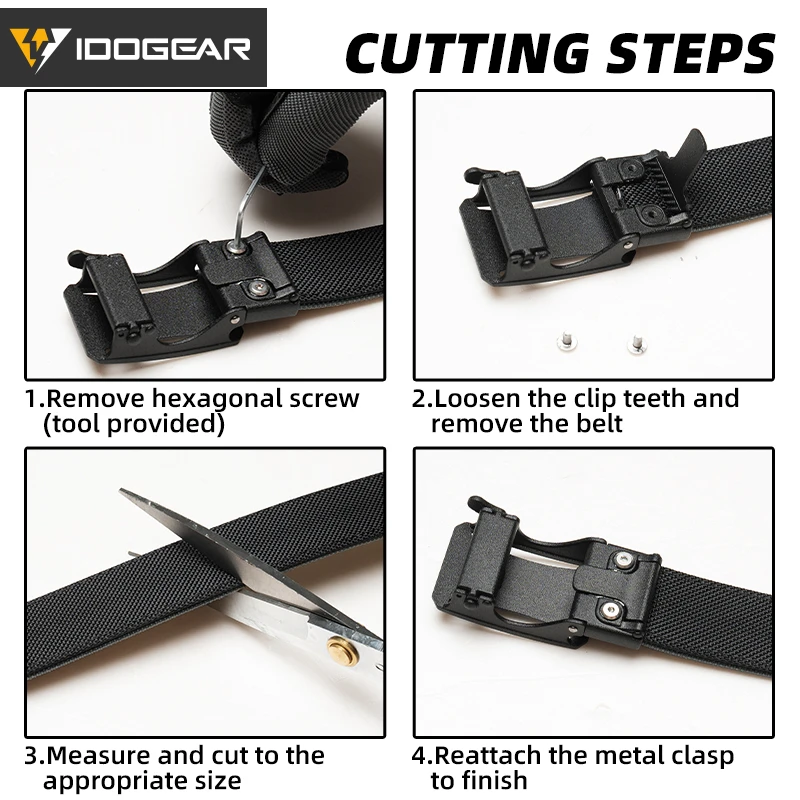 IDOGEAR Tactical Ratchet Belt 1.25” EDC Gun Belt Heavy-Duty Nylon CCW Belts with Quick-Adjust Buckle for IWB/OWB/AIWB Carry 3443