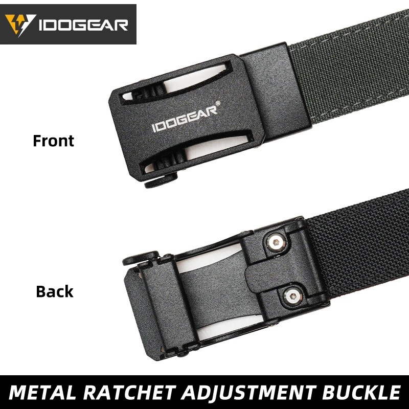 IDOGEAR Tactical Ratchet Belt 1.25” EDC Gun Belt Heavy-Duty Nylon CCW Belts with Quick-Adjust Buckle for IWB/OWB/AIWB Carry 3443