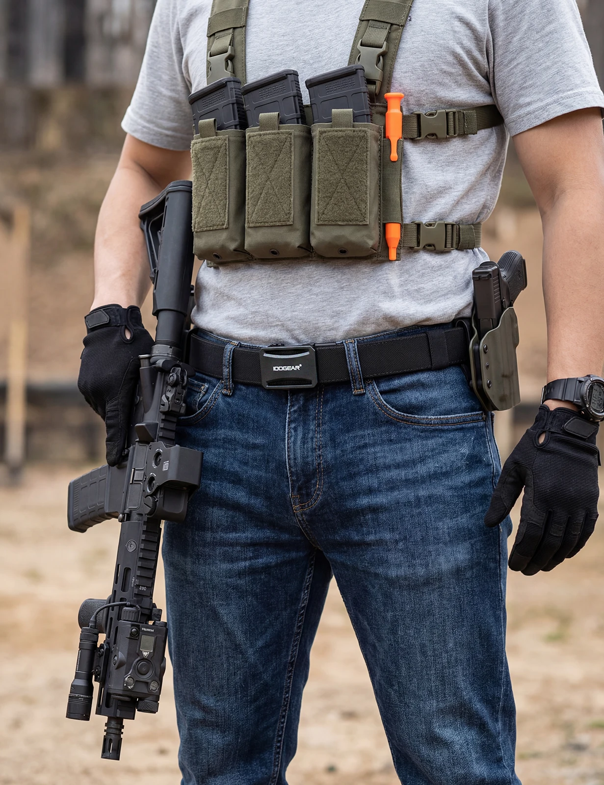IDOGEAR Tactical Ratchet Belt 1.25” EDC Gun Belt Heavy-Duty Nylon CCW Belts with Quick-Adjust Buckle for IWB/OWB/AIWB Carry 3443
