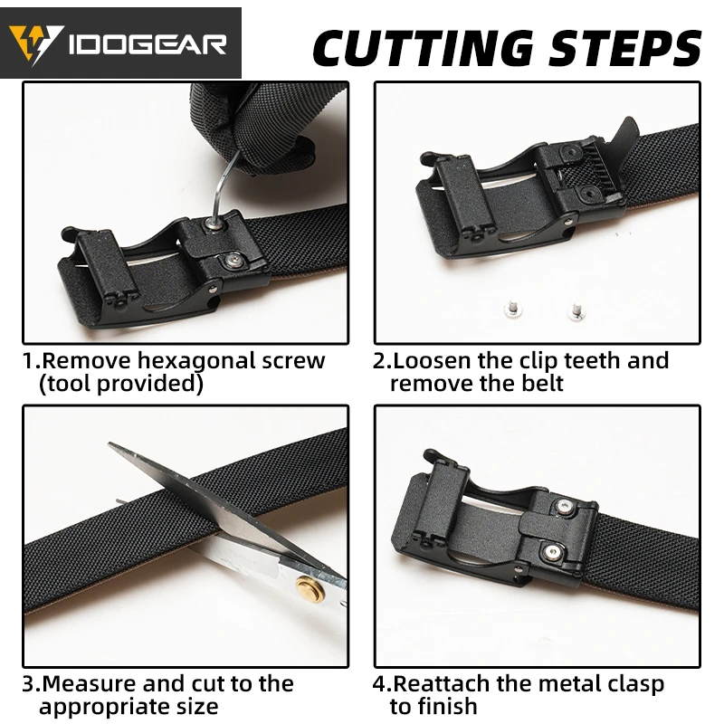 IDOGEAR Tactical Ratchet Belt 1.25” EDC Gun Belt Heavy-Duty Nylon CCW Belts with Quick-Adjust Buckle for IWB/OWB/AIWB Carry 3443