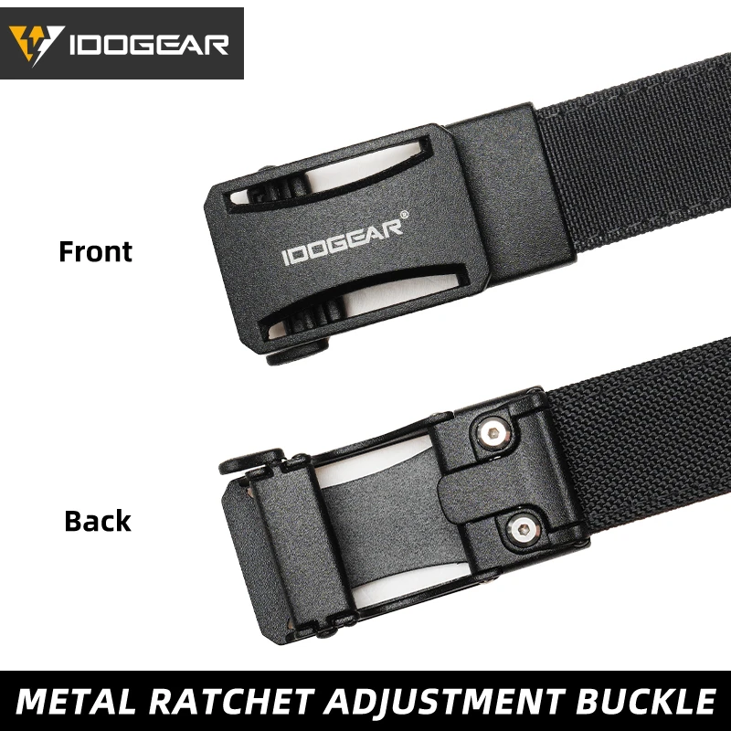 IDOGEAR Tactical Ratchet Belt 1.25” EDC Gun Belt Heavy-Duty Nylon CCW Belts with Quick-Adjust Buckle for IWB/OWB/AIWB Carry 3443