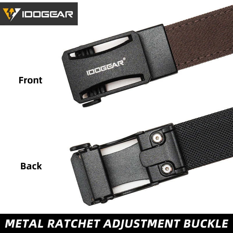 IDOGEAR Tactical Ratchet Belt 1.25” EDC Gun Belt Heavy-Duty Nylon CCW Belts with Quick-Adjust Buckle for IWB/OWB/AIWB Carry 3443