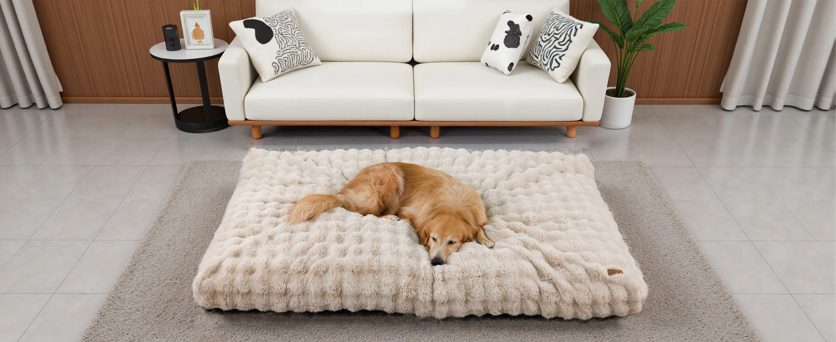 BINGOPAW Ultra-Soft Dog Bed with Removable Cover Machine Washable Cozy Pet Sleep Bed Calming Cat Cushion Cover