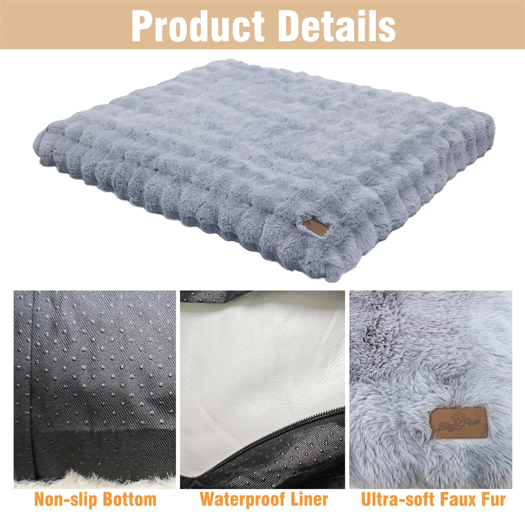 BINGOPAW Ultra-Soft Dog Bed with Removable Cover Machine Washable Cozy Pet Sleep Bed Calming Cat Cushion Cover