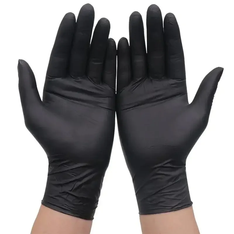 100PCS Black Nitrile Gloves - Disposable Oil-Resistant Non-Slip for Kitchen Cooking Baking Bar Tending Restaurant Food Prep