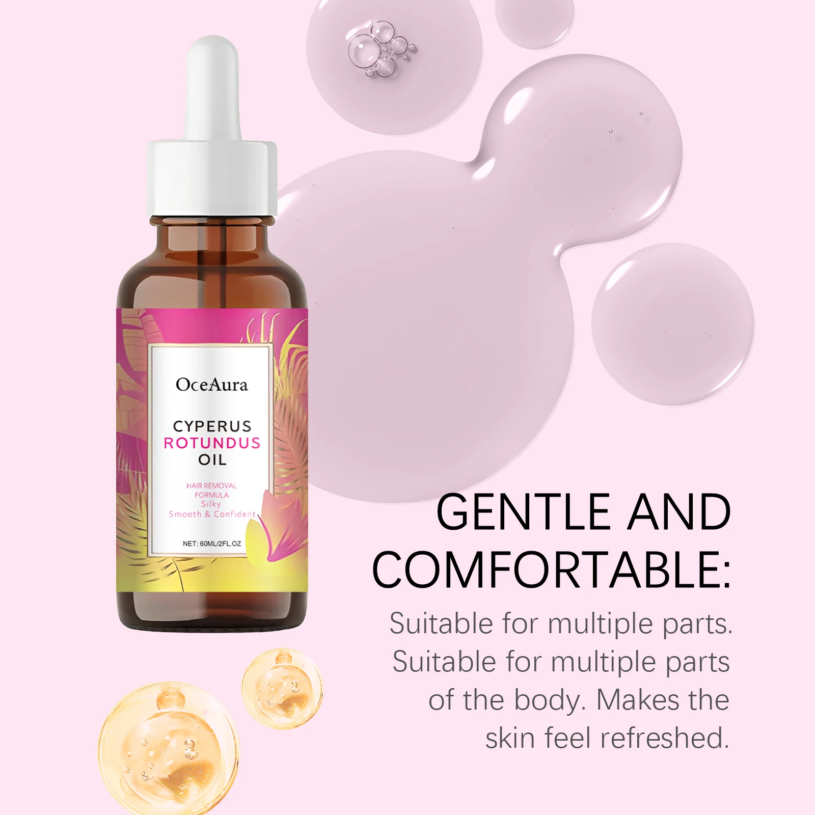 60ML Body Hair Removal Essence Oil Gentle Cleaning Soothing Nourish Moisturizing Relief Discomfort Non-irritating for Daily Care