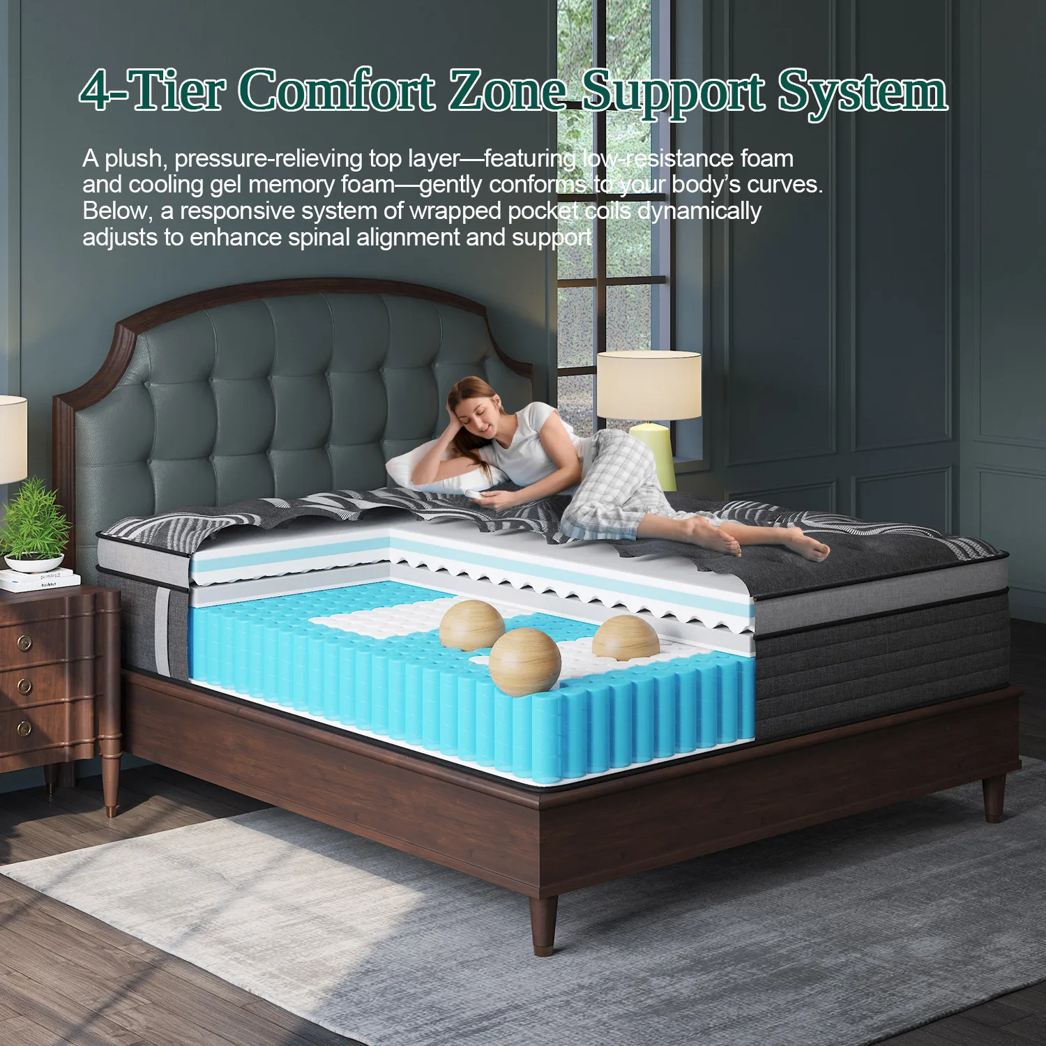 12"14" Gel Memory Foam Hybrid Pocket Spring Mattress Twin Full Queen King Bed Mattress In A Box, Medium Firm Motion Isolation