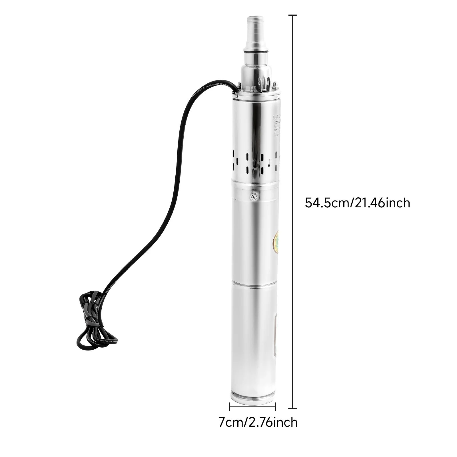 Stainless Steel Deep Well Pump 0.37KW 0.5HP 65mt Head 70.62ft³/h Flow DC24V for Irrigation Water Supply Cleaning High Efficiency