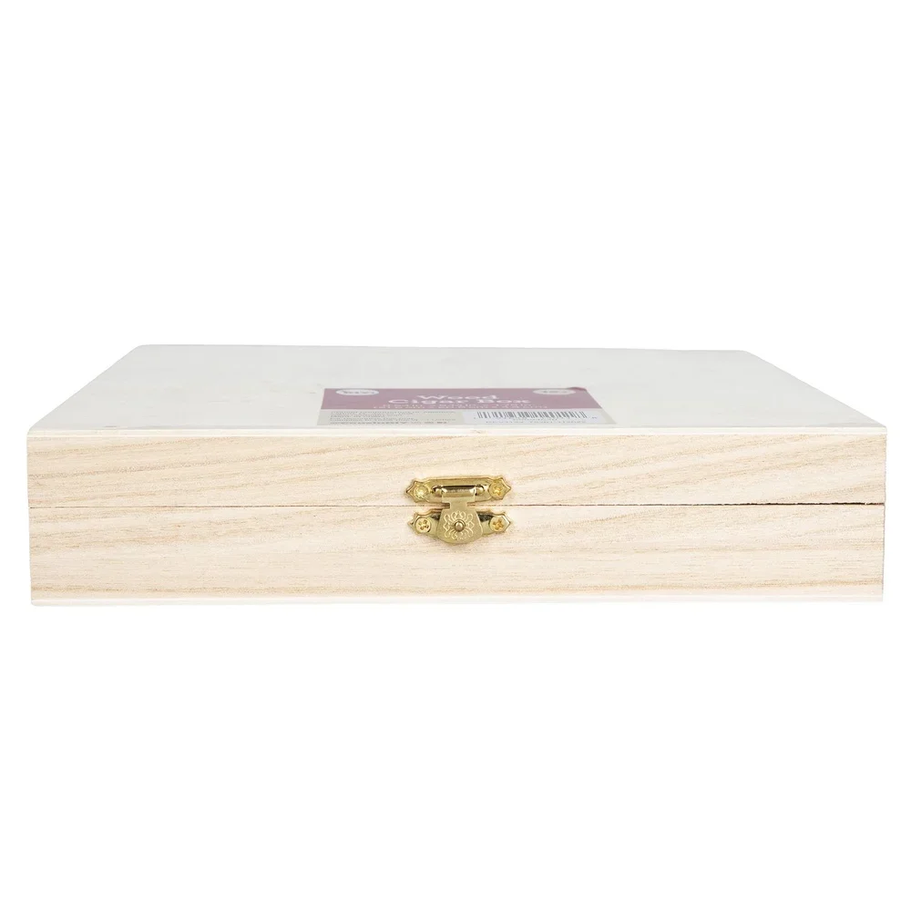 Unfinished Wood Cigar Box Crafting DIY Projects Hinged Keepsake Storage Box Jewelry Organizer Art Supplies Minimalist Design