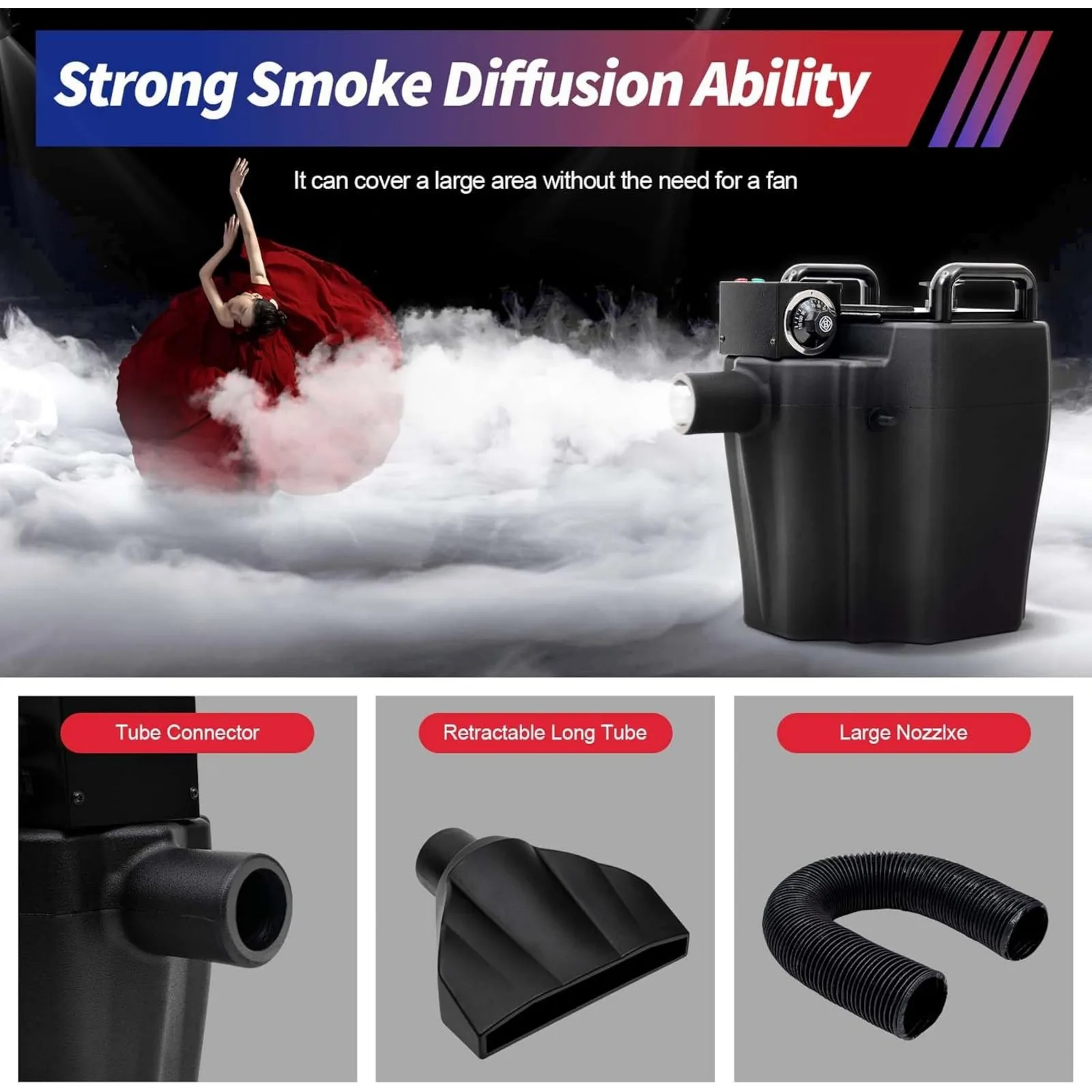 3500W Dry Ice Fog Machine, Low Lying Fog Machine,1614ft² Coverage Dry Ice Effect Fogger Machine for Party Stage Effect