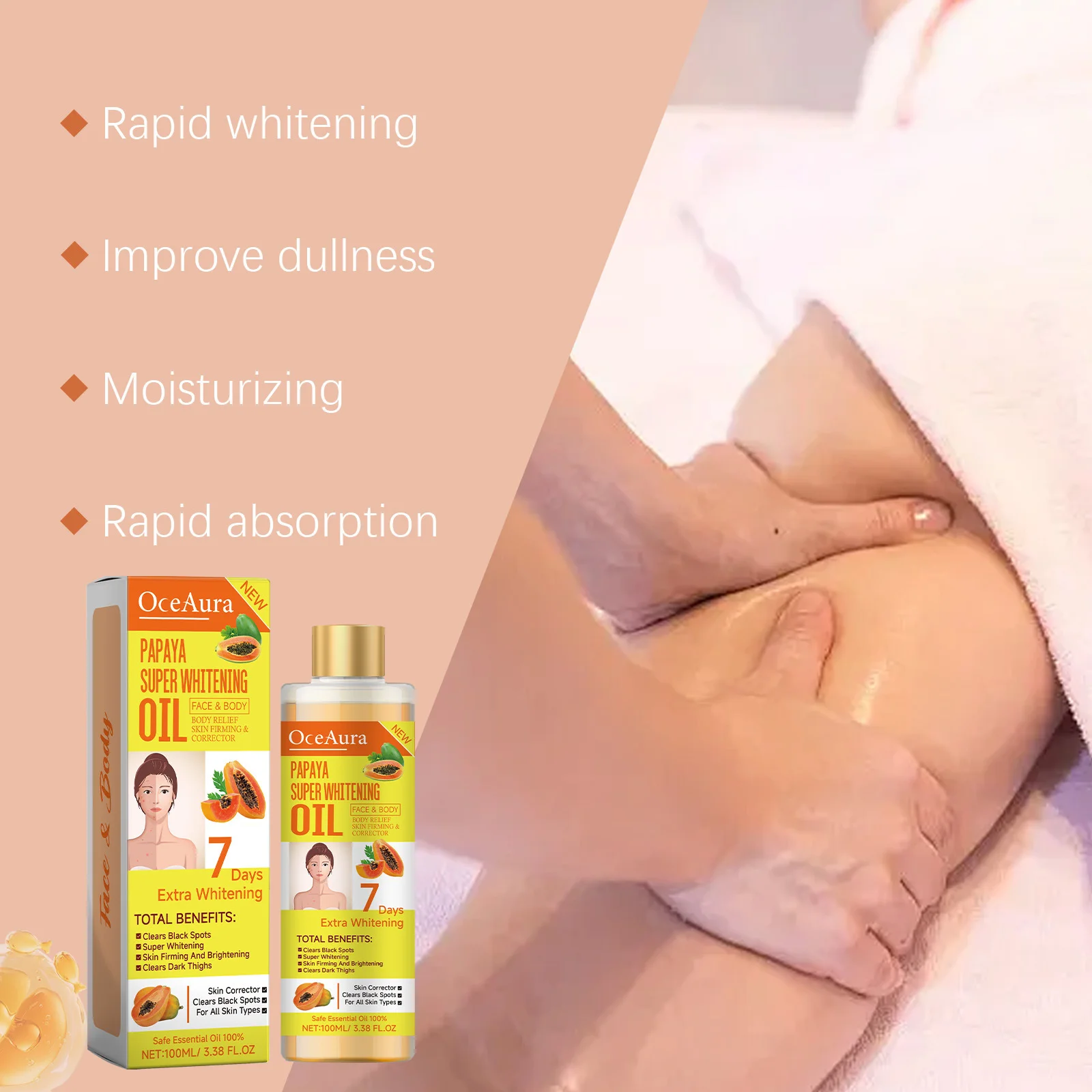 Papaya Face Body Moisturizer Oil Brightening Firming Skin Improve Dullness Anti Sagging Remove Blemish Super Body Whitening Oil