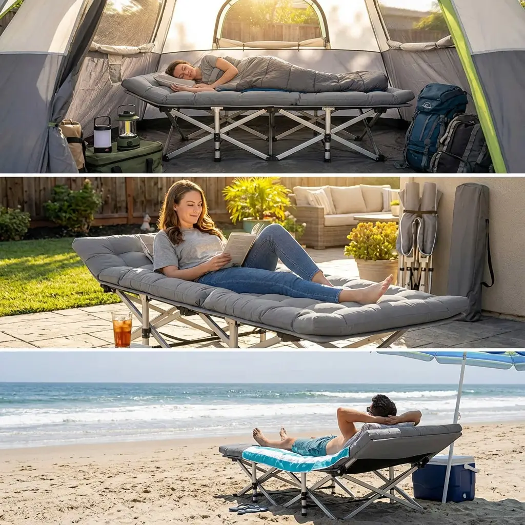 Aoran 560LBS Load-Bearing Outdoor Folding Chair, Non-Slip Foot Pads, Foldable Storage Bag Design Outdoor Furniture