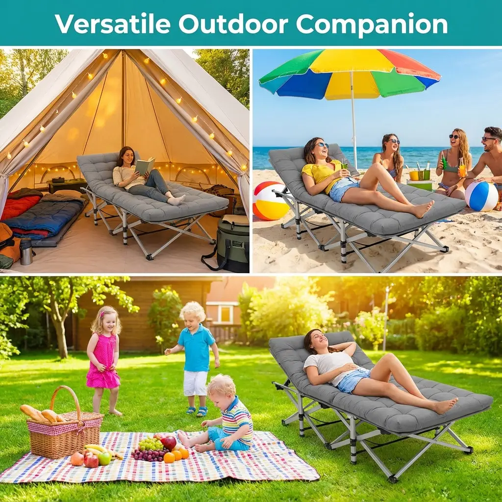 Aoran 560LBS Load-Bearing Outdoor Folding Chair, Non-Slip Foot Pads, Foldable Storage Bag Design Outdoor Furniture