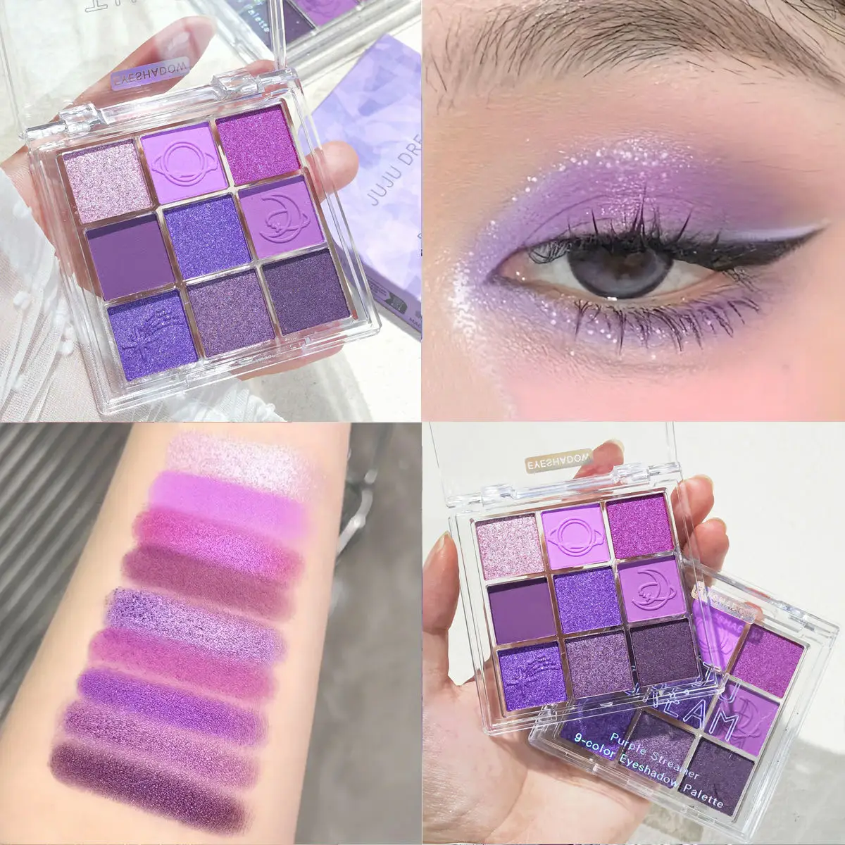 Dreamlike Nine-Color Purple Eyeshadow Palette Long-Lasting And Waterproof Matte And Shimmer Finishes Smokey Eye Makeup Palette