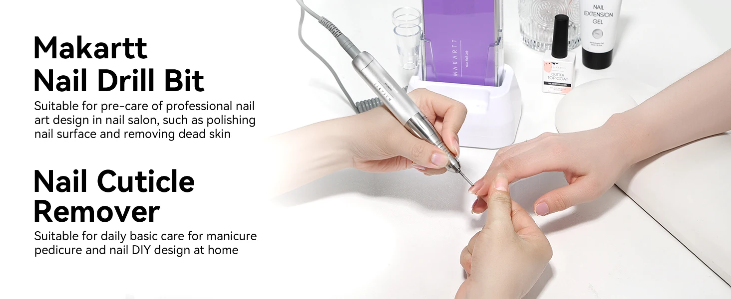 Makartt Cuticle Nail Drill Bit Safety Tungsten Carbide Needle Bit Under Nail Cleaner Dead Skin Remover 3/32'' for Electric Nail
