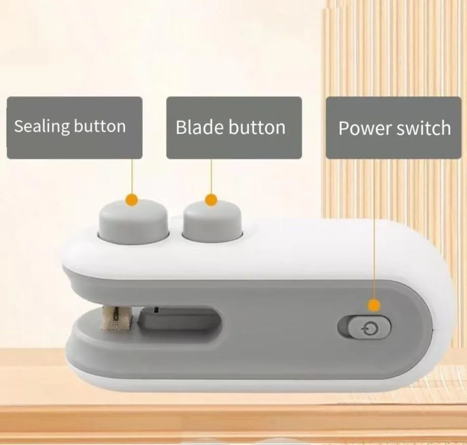 2-in-1 Mini Bag Sealer & Cutter, Portable Rechargeable Food Bag Sealing Tool