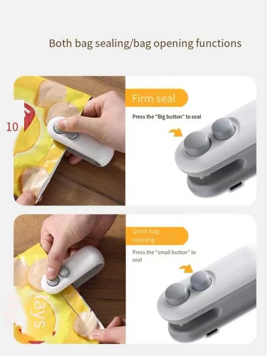 2-in-1 Mini Bag Sealer & Cutter, Portable Rechargeable Food Bag Sealing Tool