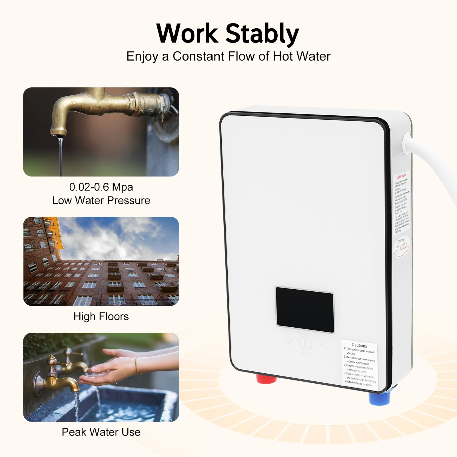 4500W Water Heater AC 110V Instant Electric Water Heater with Hand Shower LED Touch Screen Thermostat Instantaneous Water Heater