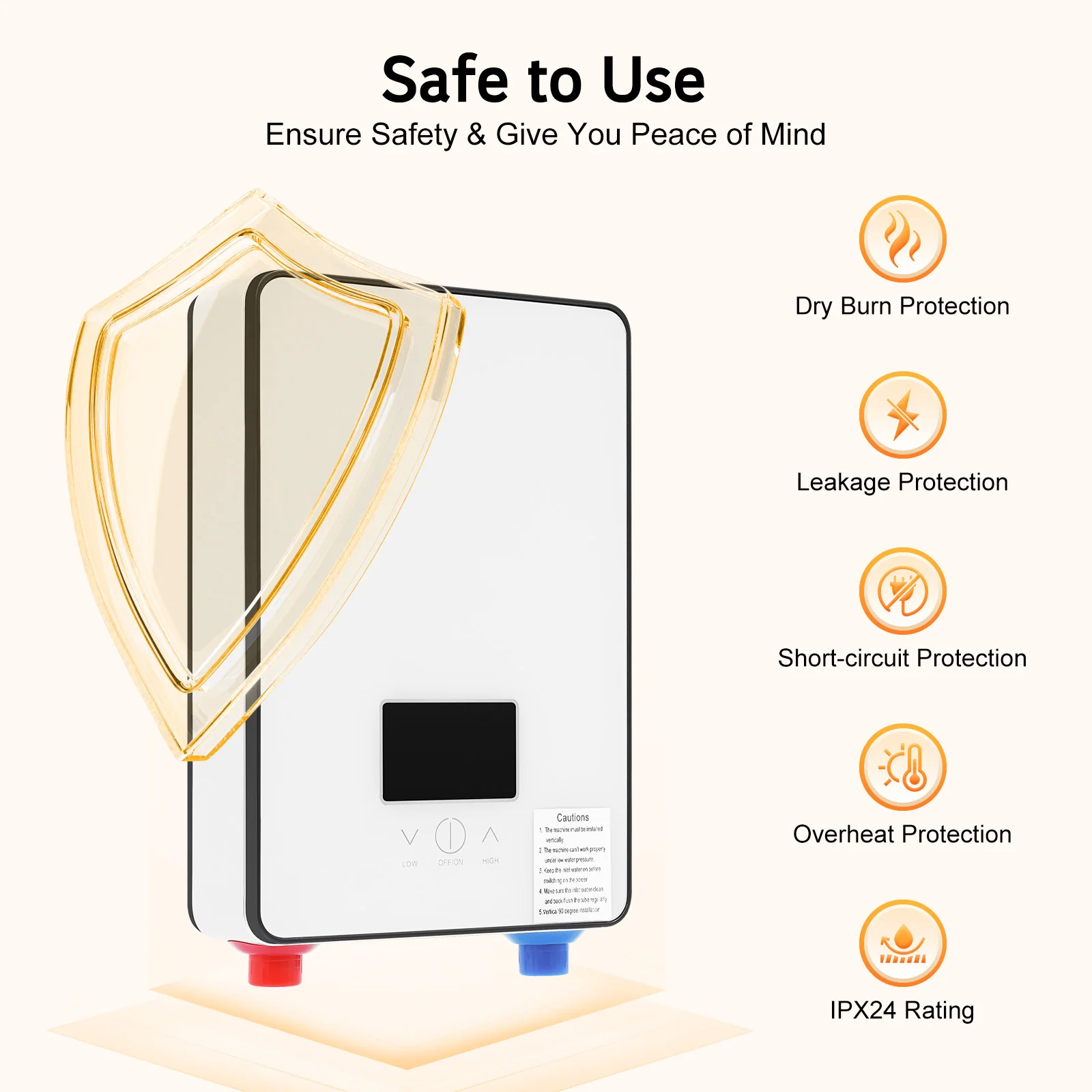 4500W Water Heater AC 110V Instant Electric Water Heater with Hand Shower LED Touch Screen Thermostat Instantaneous Water Heater