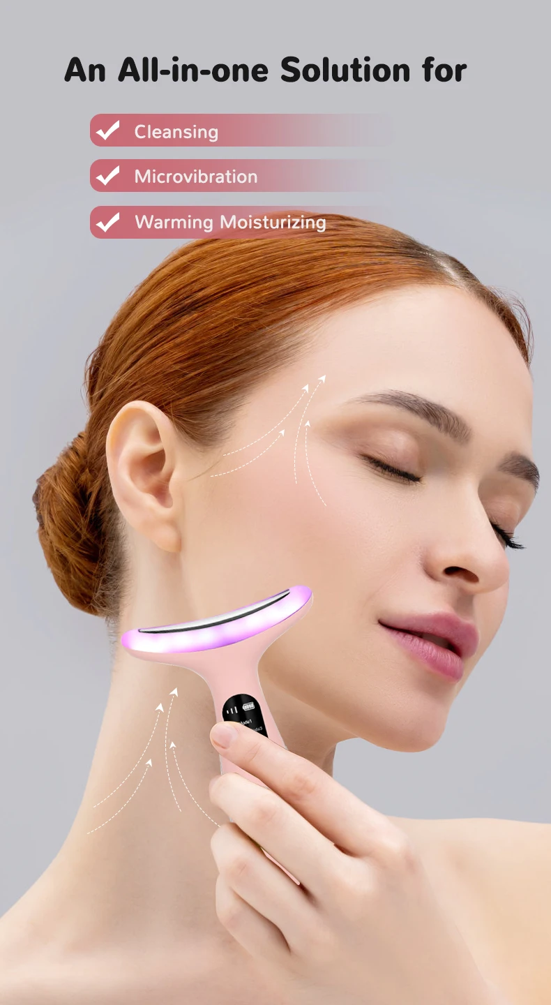 7Color Neck Face Massager Facial Massager Tool for Skin Care at HomeVibrating Face Massager with ThermalsGalvanic Machines Black