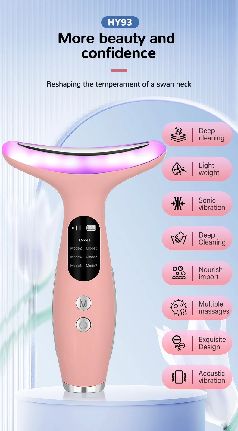 7Color Neck Face Massager Facial Massager Tool for Skin Care at HomeVibrating Face Massager with ThermalsGalvanic Machines Black
