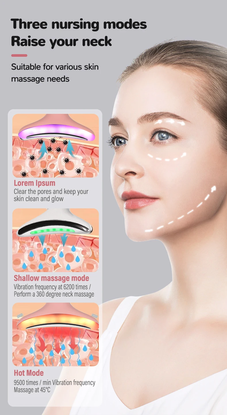 7Color Neck Face Massager Facial Massager Tool for Skin Care at HomeVibrating Face Massager with ThermalsGalvanic Machines Black