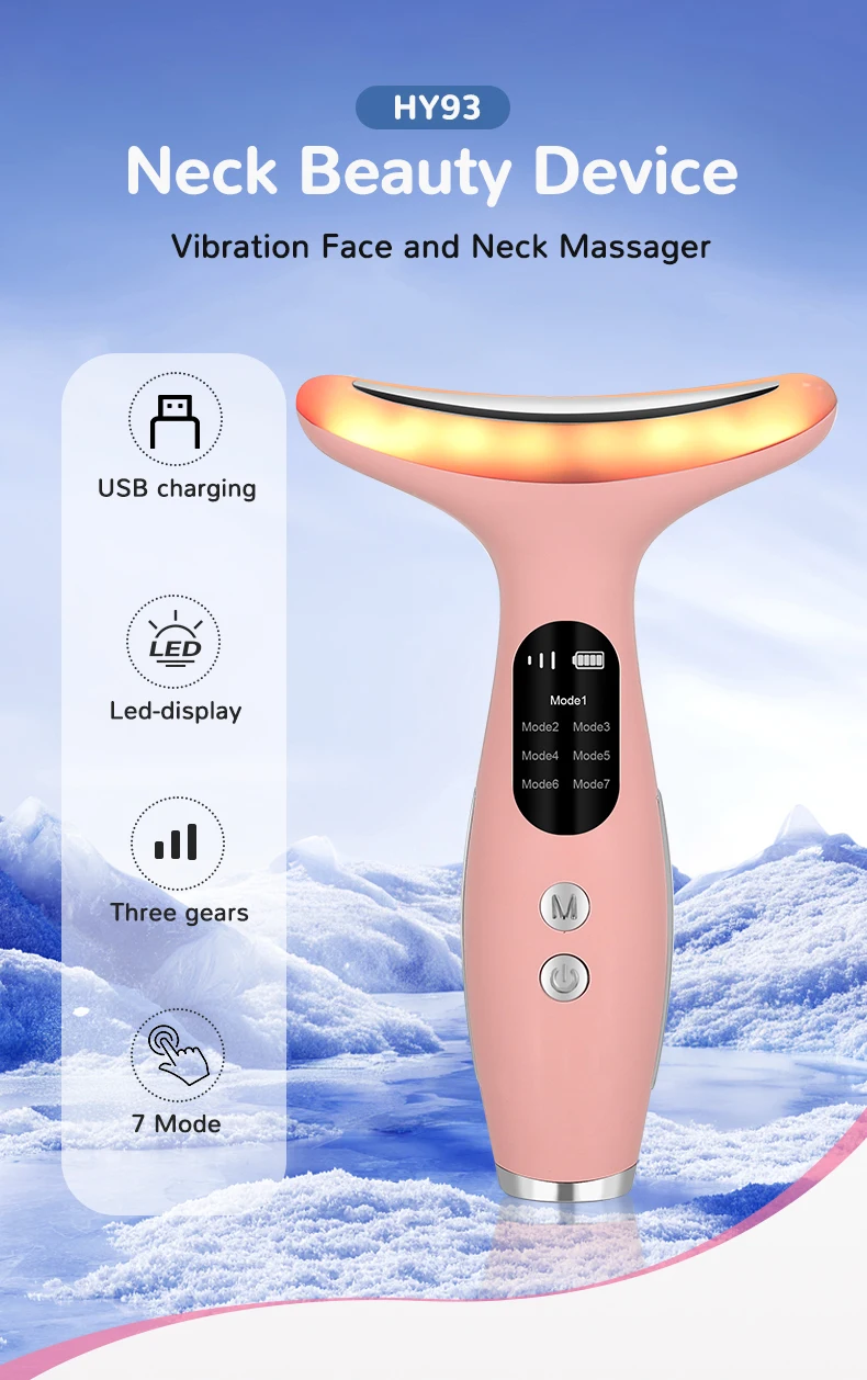7Color Neck Face Massager Facial Massager Tool for Skin Care at HomeVibrating Face Massager with ThermalsGalvanic Machines Black