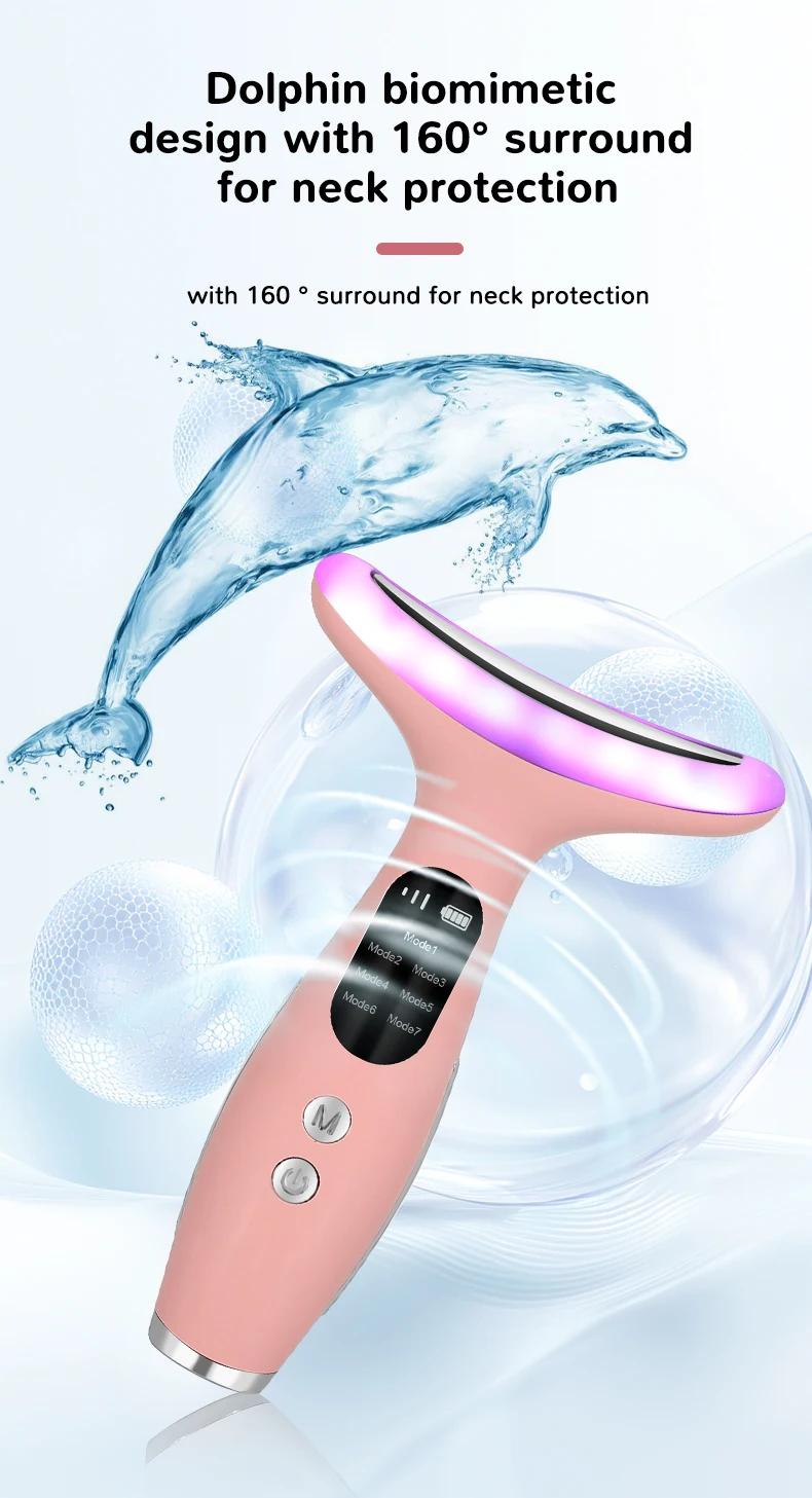 7Color Neck Face Massager Facial Massager Tool for Skin Care at HomeVibrating Face Massager with ThermalsGalvanic Machines Black