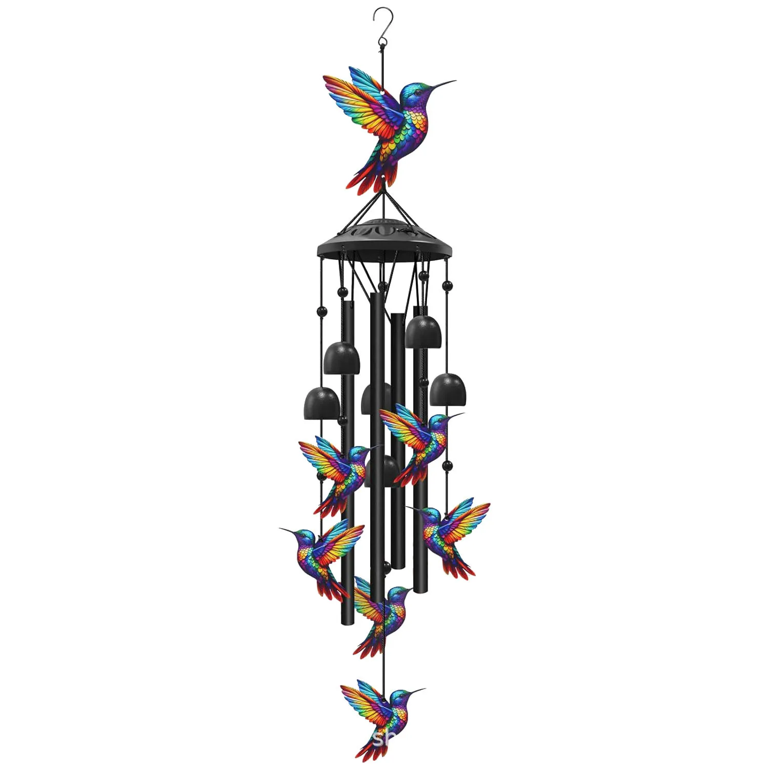 Colorful Hummingbird Wind Chimes Metal Aluminum Tube Bells Wind Chime Waterproof Outdoor Decorative Wind Chime For Patio Porch Garden Balcony Memorial Sympathy Birthday Holiday Gift For Family Friends